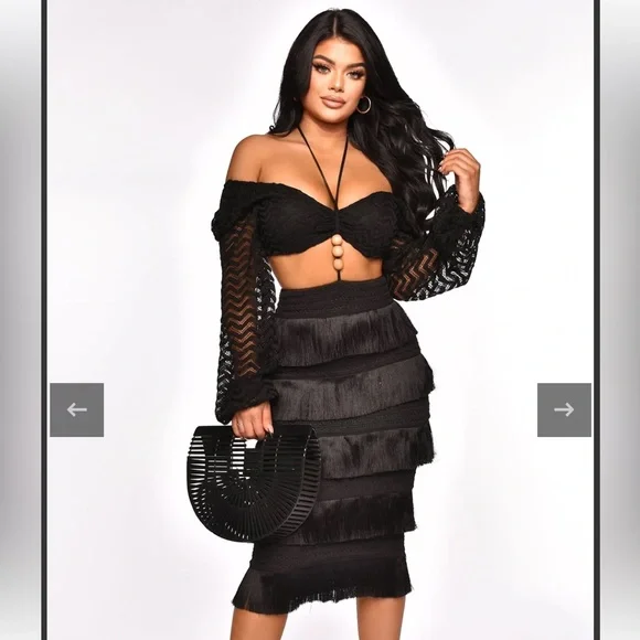 Fringe Skirt Set Black - Picture 3 of 6